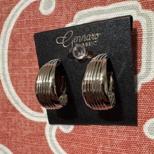 Gennaro Classic Silver Ribbed Hoop Earrings